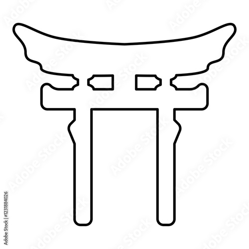 Torri gate symbol Shinto Japanese Arch Asian Toria travel concept contour outline line icon black color vector illustration image thin flat style