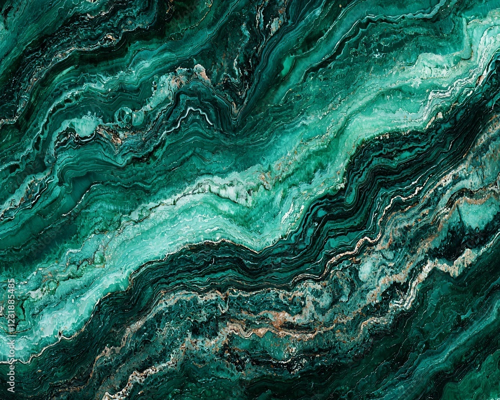Fototapeta premium Abstract green marble texture with gold veins.