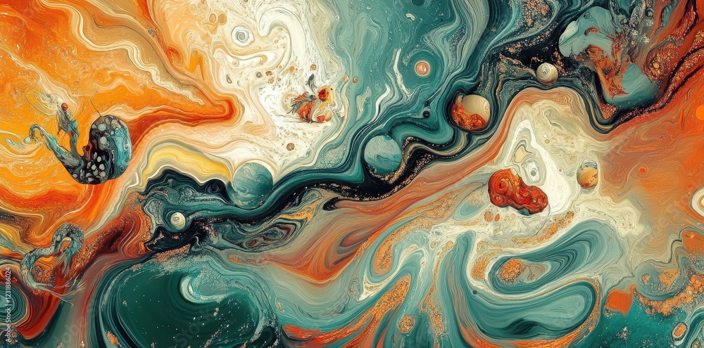 Abstract Swirling Colors Paint Fluid Art Creation Abstract Swirling Colors Paint Fluid Art Creation