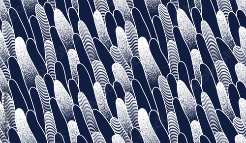 Abstract vector seamless pattern, endless motif background of some plants biology theme, tiling art with biology organisms look like shapes.
