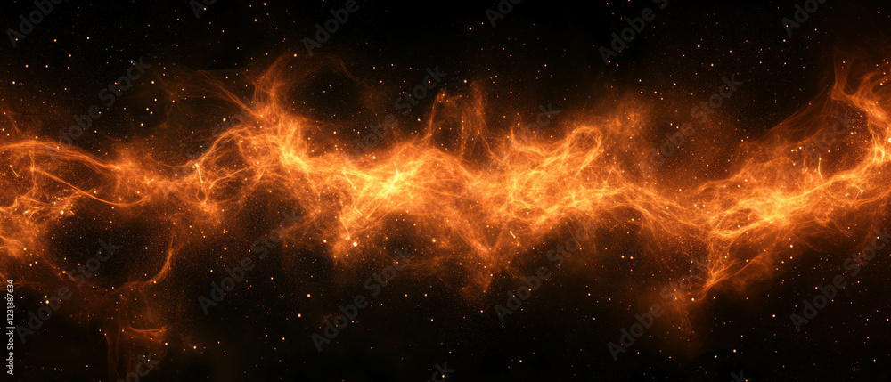 Sparkling particles create an intricate texture against a deep black background for design elements Sparkling particles create an intricate texture against a deep black background for design elements