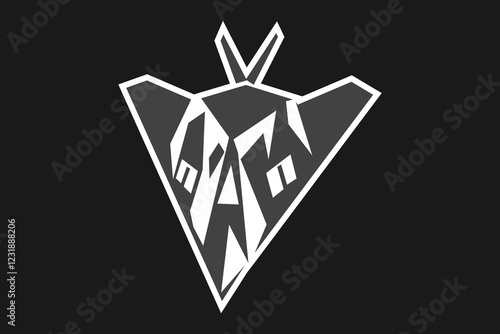 American cold war jet fighter plane vector illustration. simple aircraft logo, military equipment.