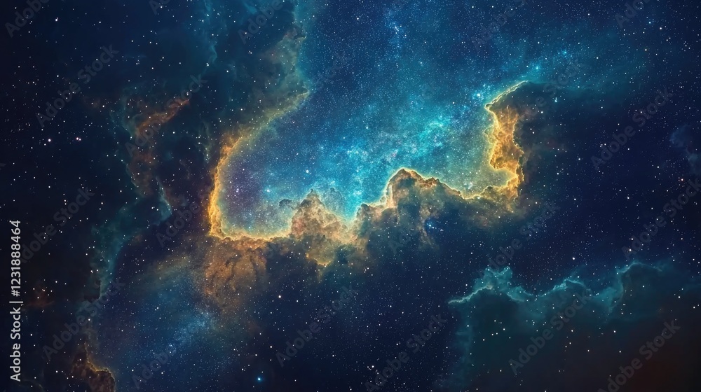 Obraz premium Cosmic nebula illuminated by vibrant starlight
