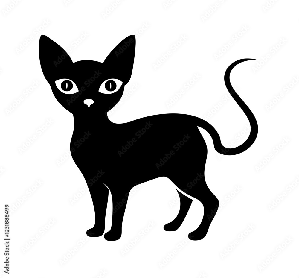 Fototapeta premium Sphynx cat silhouette standing with curious pose icon