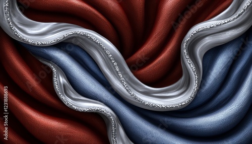 Wallpaper Mural Abstract Swirling Fabric Textures in Red Blue and Silver Torontodigital.ca