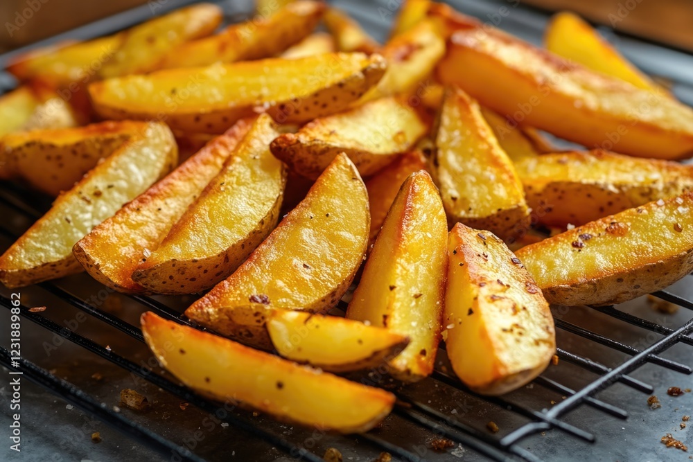 A close-up shot of crispy grilled fries, perfect for food or cooking-related content A close-up shot of crispy grilled fries, perfect for food or cooking-related content