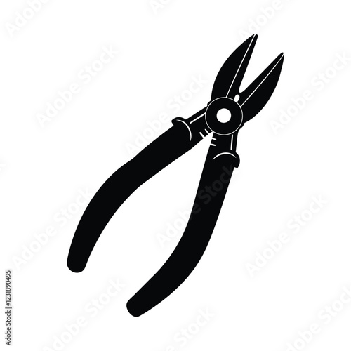 Pliers Tool Silhouette Vector Illustration for Crafting, DIY Projects, Home Repair, and Industrial Work, Adjustable Design for Various Applications
