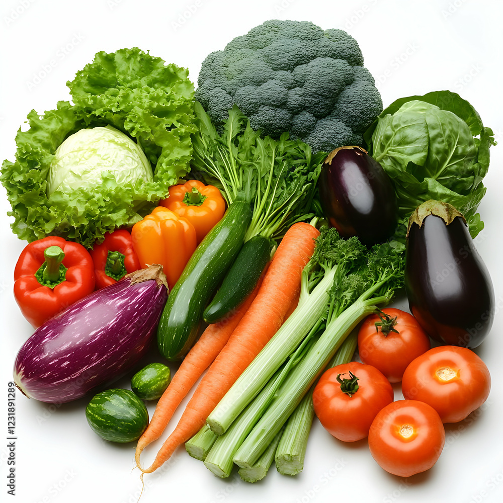 Fresh vegetables harvest, healthy food, white background, cooking Fresh vegetables harvest, healthy food, white background, cooking
