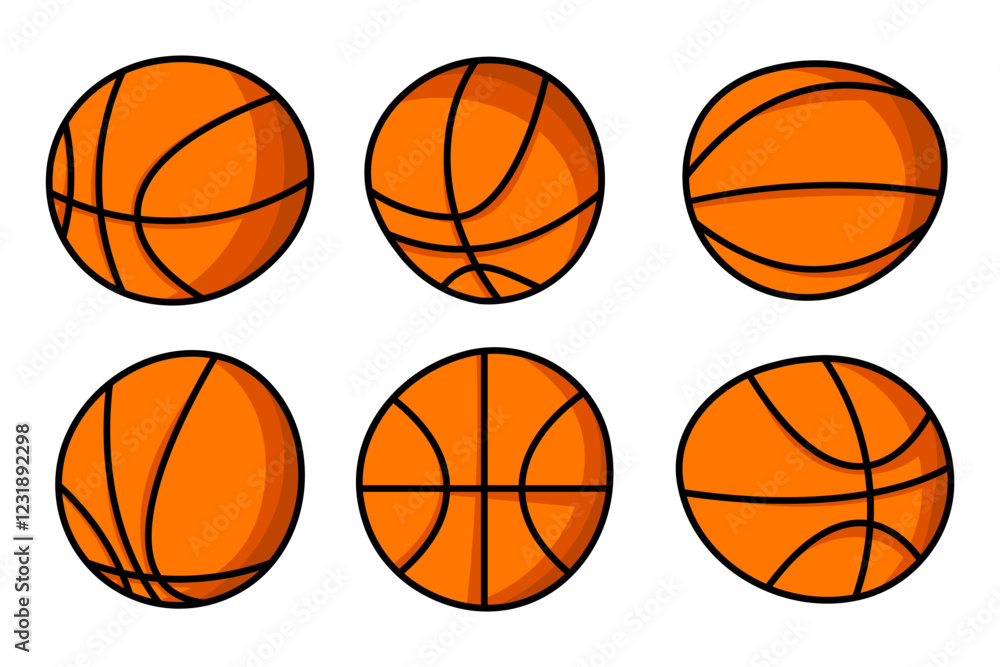 Basketball ball flat icons set. Vector illustration Basketball ball flat icons set. Vector illustration
