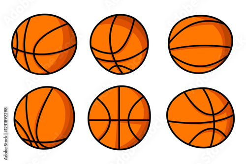 Basketball ball flat icons set. Vector illustration