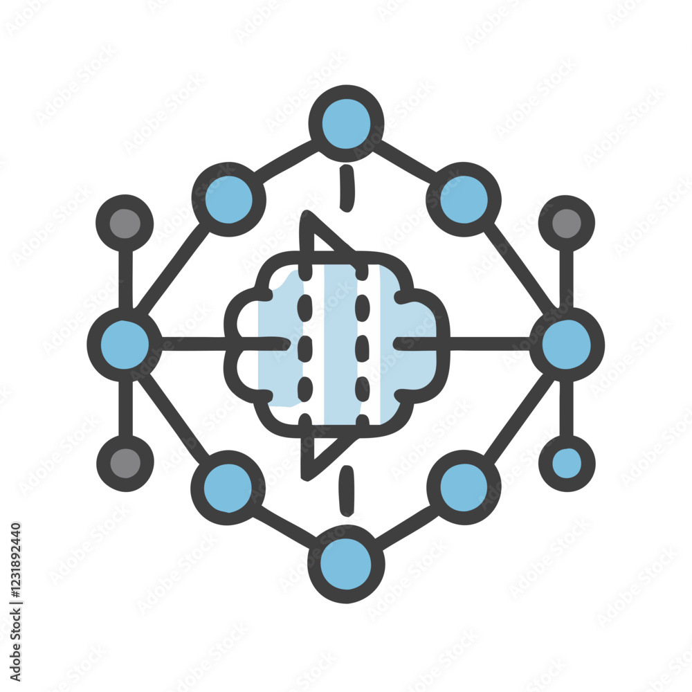 Deep Learning Icon Vector Illustration for Artificial Intelligence and Data Models