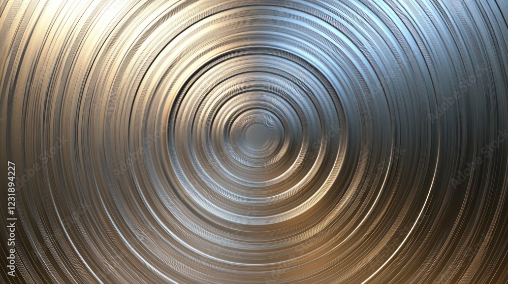 Fototapeta premium Abstract metallic concentric circles background texture