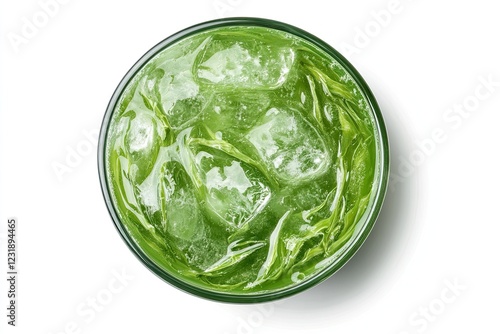 Ice matcha latte isolated on white background