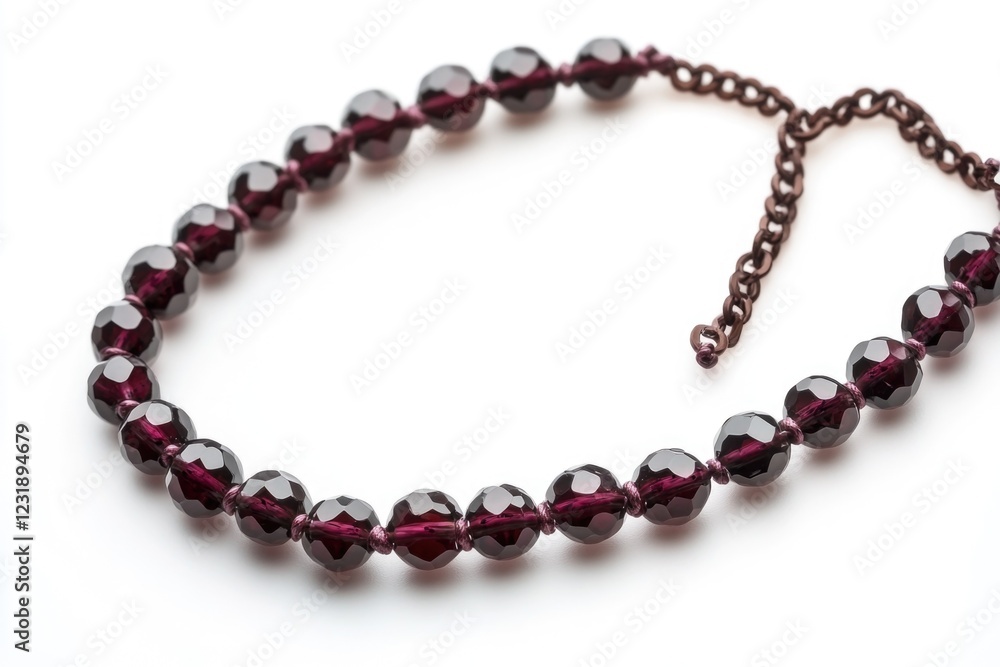 A close-up view of a necklace on a white surface A close-up view of a necklace on a white surface