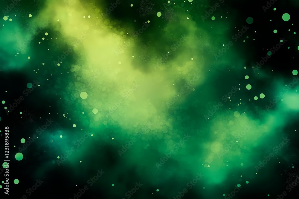 Fototapeta premium Green abstract backdrop with bokeh lights