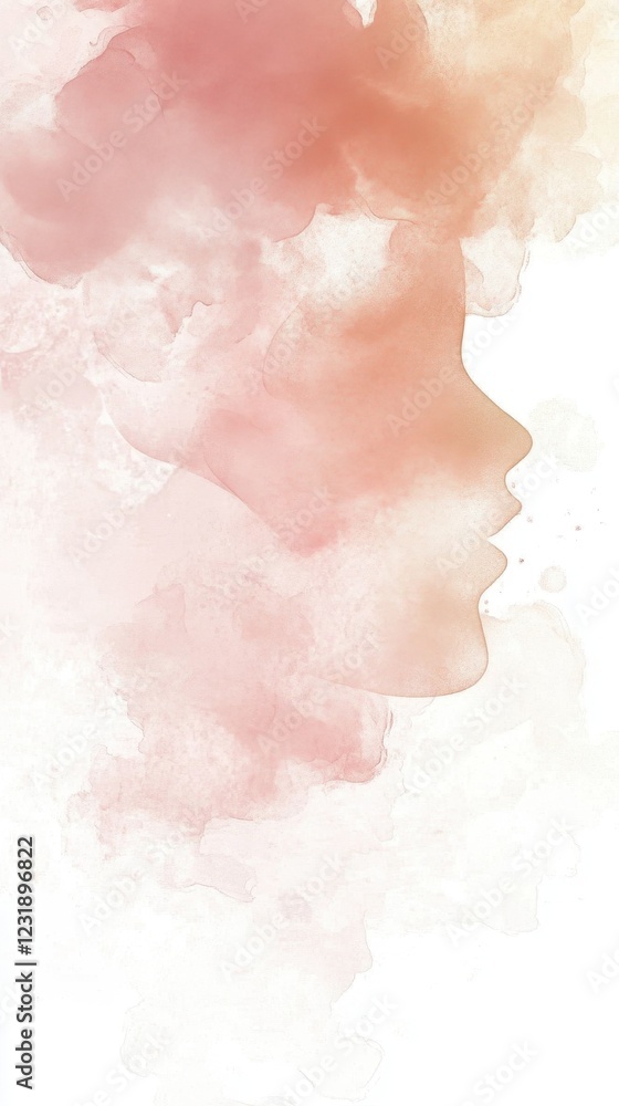Fototapeta premium Abstract Watercolor Painting Of A Womans Profile