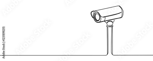 Surveillance camera Continuous one line drawing