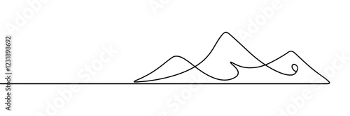 Mountains, hills continuous one line icon drawing on white background.