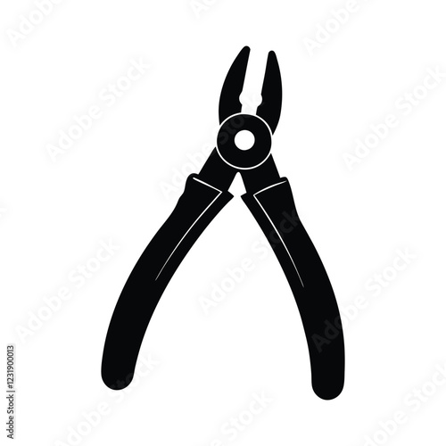 Minimalist pliers silhouette vector illustration for industrial tools, electrician equipment, repair toolkits, and construction hardware essentials