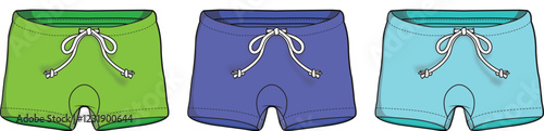 Kids Summer Shorts Design Template Green Blue Turquoise