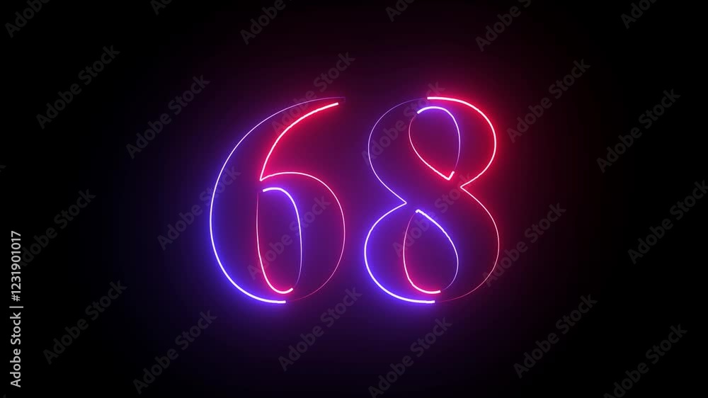Abstract Glowing neon number 68. Educational mathematics 68 animation on black background in red and blue color. 4k motion graphics animation. Abstract Glowing neon number 68. Educational mathematics 68 animation on black background in red and blue color. 4k motion graphics animation.