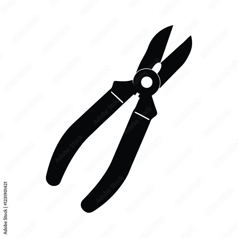 Black Pliers Silhouette Vector Icon for Toolbox and DIY Projects Black Pliers Silhouette Vector Icon for Toolbox and DIY Projects