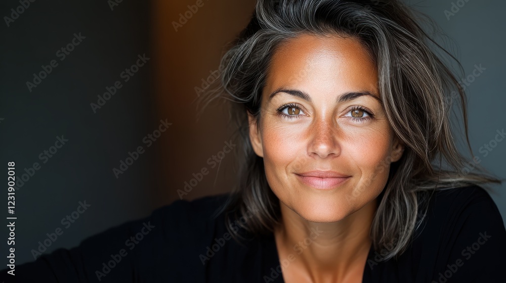Portrait of a woman capturing natural beauty with flowing hair at dusk Portrait of a woman capturing natural beauty with flowing hair at dusk