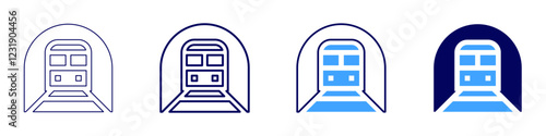 Railway roads icon in 4 different styles. Thin Line, Line, Bold, and Bold Line. Duotone style. Editable stroke