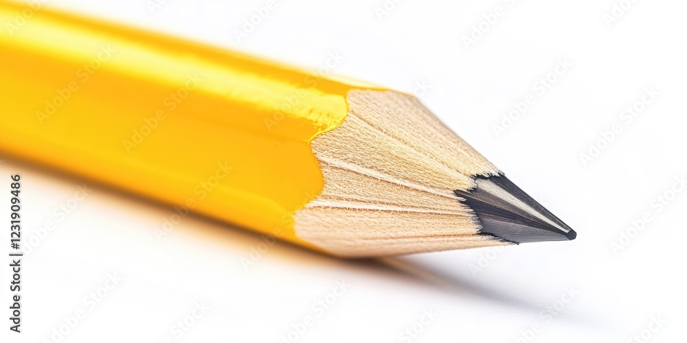 Obraz premium A close-up view of a yellow pencil on a white surface
