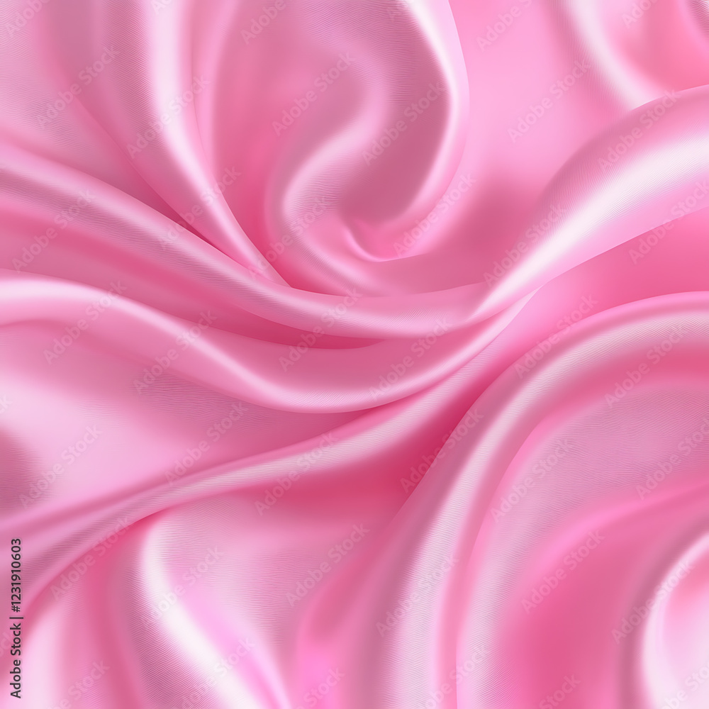 Obraz premium Pink silk satin background. Soft wavy folds on the fabric. Wedding, anniversary, valentine, love, tender, holiday, celebration, card. Beautiful pink abstract background with copy space for your design