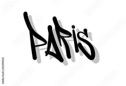 sprayed graffiti letters city name PARIS