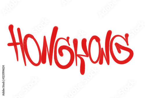 Photography HONGKONG country name sprayed graffiti letters in red