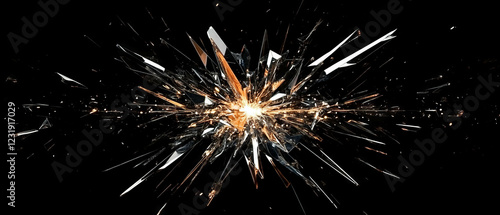 Wallpaper Mural Geometric spark patterns with clear center and angular overlay on black background Torontodigital.ca