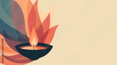 Elegant Diwali Diya Lamp Flat Vector Illustration for Festive Decor, Indian Festival Graphics for Greeting Cards and Invitations