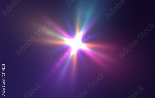 Crystal rays of light, prism refraction, lens flare, crystal glass reflection effect. Prism vector, realistic light leak effect with spectral flare. Bright light banner, poster, template.