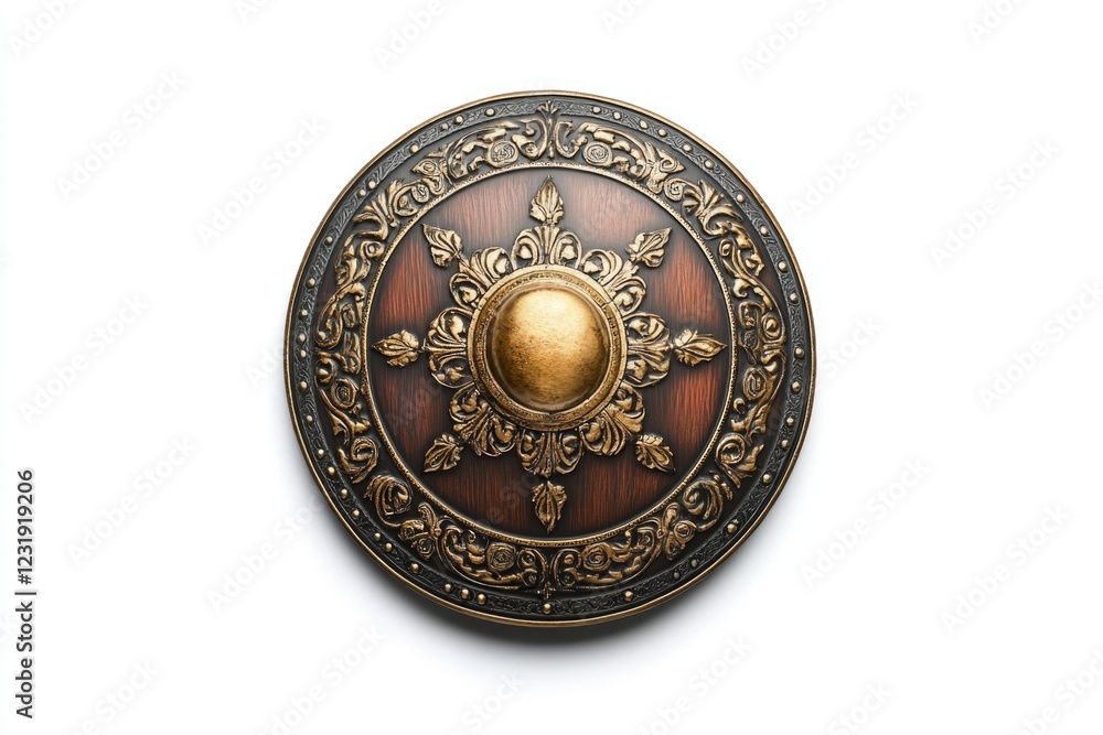 A golden shield with brown accents on a white background A golden shield with brown accents on a white background