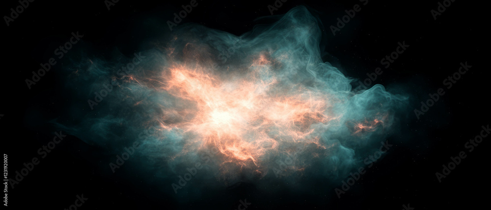Obraz premium Dynamic smoke overlay texture with dramatic lighting effects on a dark background