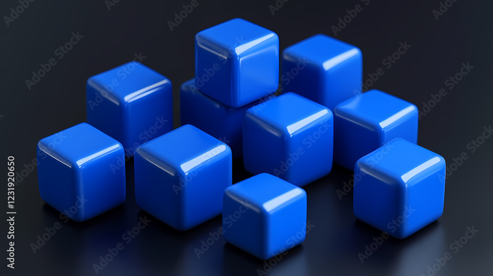 Geometric Art of Blue Cubes Geometric Art of Blue Cubes