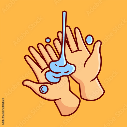 Washing Hand with Soap Vector Illustration Icon. Flat Cartoon Style