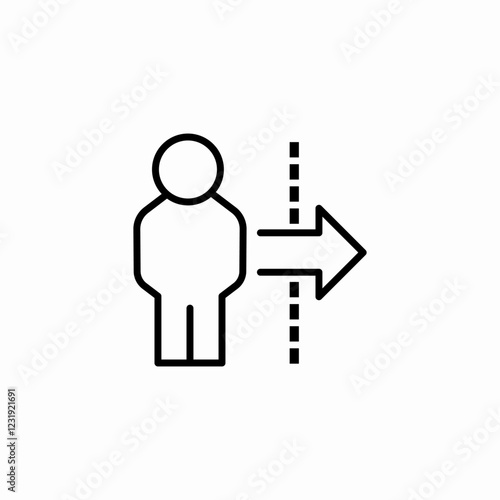 boundary line crossing icon sign vector