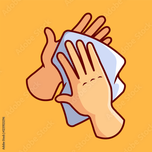 Hands Wiping on a Towel Vector Illustration Icon. Flat Cartoon Style
