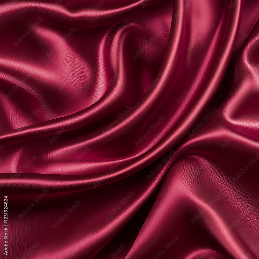 Obraz premium Claret Red silk satin fabric. Elegant abstract background. Liquid wave effect or silk with soft wavy folds.