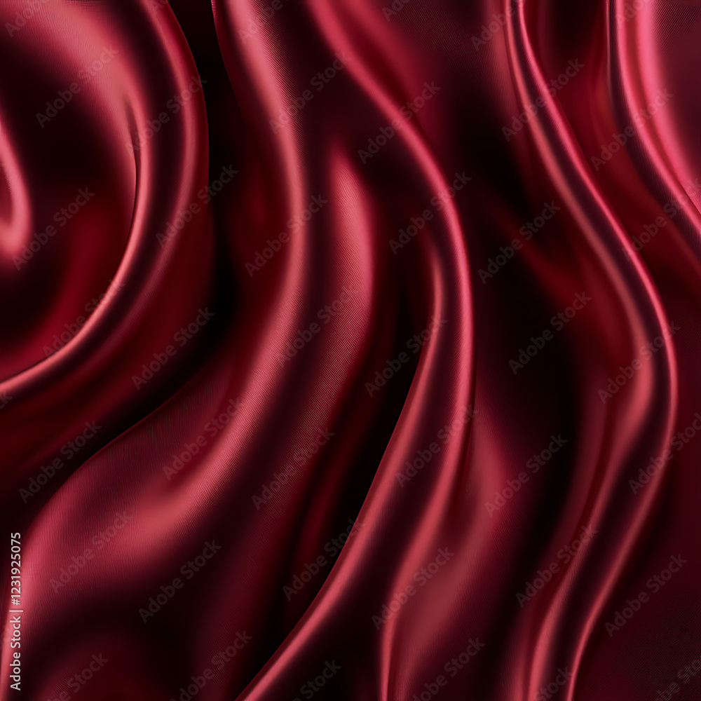 Obraz premium Claret Red silk satin fabric. Elegant abstract background. Liquid wave effect or silk with soft wavy folds.