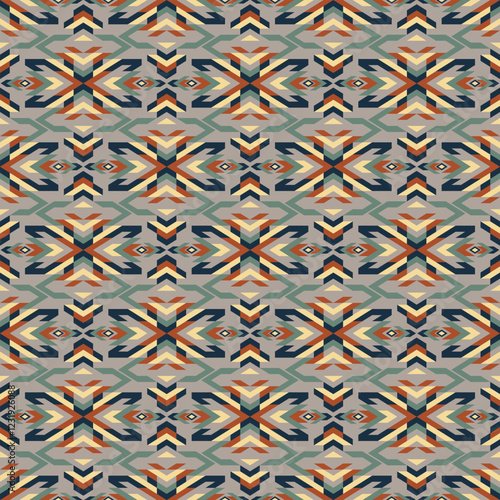 American tribal ethnic native pattern seamless.Traditional Navajo,Aztec,Apache,Southwest and Mexican style fabric pattern.Abstract vector motif pattern.For fabric,clothing,blanket,woven,wrap,decorate.