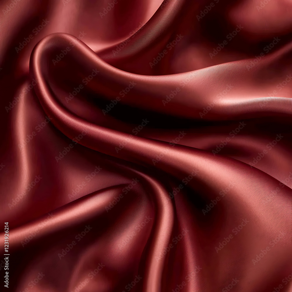 Obraz premium Claret Red silk satin fabric. Elegant abstract background. Liquid wave effect or silk with soft wavy folds.