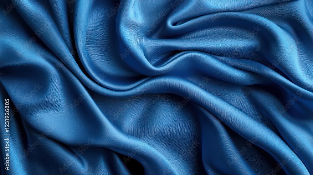 Fototapeta premium Blue silk fabric draped, textured background, fashion design