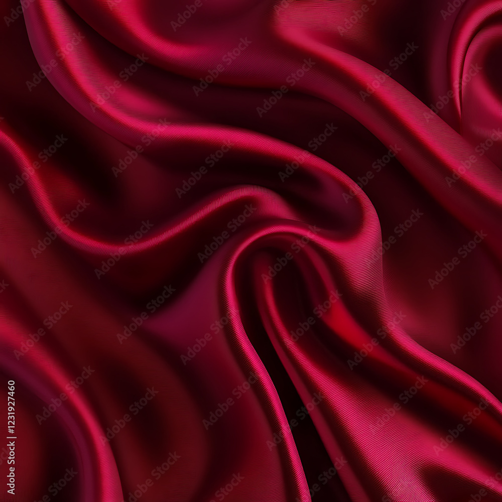 Obraz premium Claret Red silk satin fabric. Elegant abstract background. Liquid wave effect or silk with soft wavy folds.