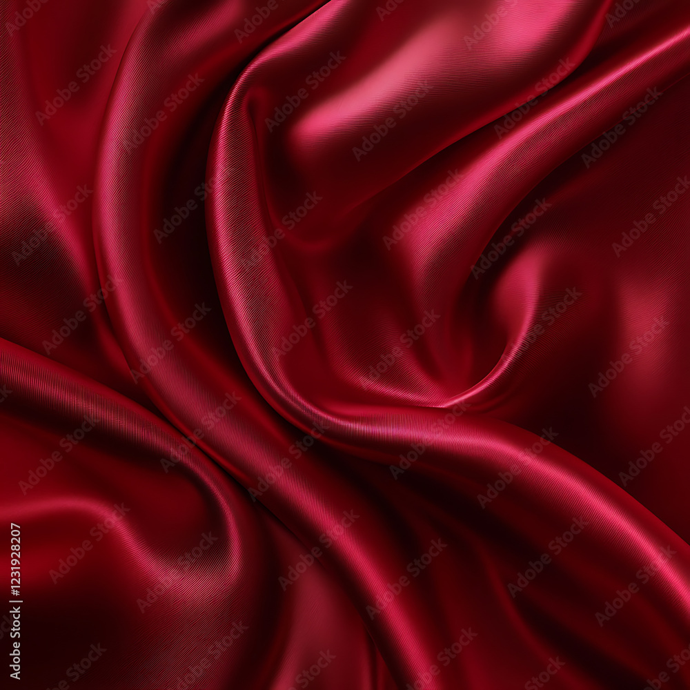 Fototapeta premium Claret Red silk satin fabric. Elegant abstract background. Liquid wave effect or silk with soft wavy folds.