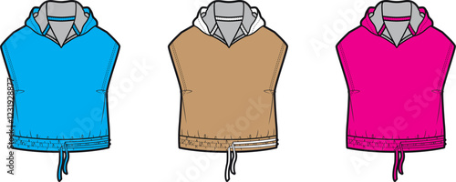 Fashion Hooded Sleeveless Shirt Design Template