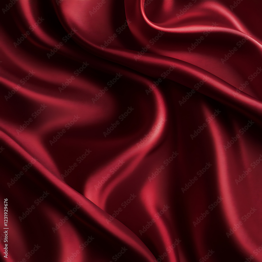 Obraz premium Claret Red silk satin fabric. Elegant abstract background. Liquid wave effect or silk with soft wavy folds.